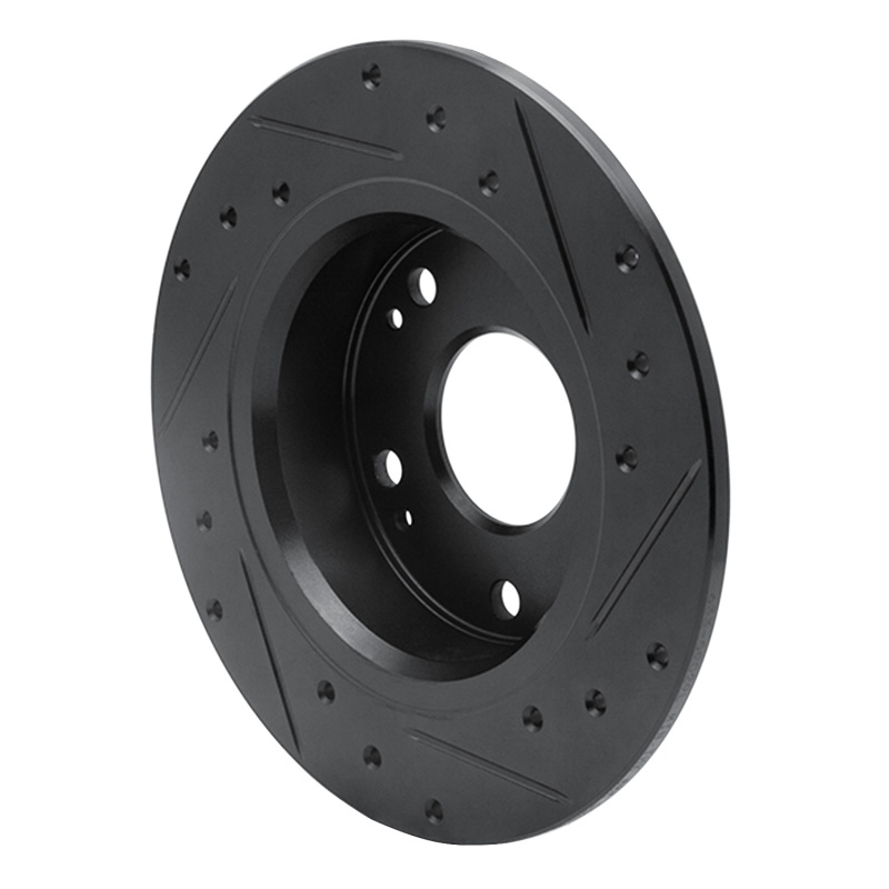 Acura TSX Brake Rotor (1) - Rear Left - R1 Concepts - Drilled & Slotted - Black - `03-`08